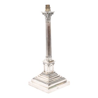 Antique Sterling Silver Corinthian Column Table Lamp from Walter Latham & Son, 1910s For Sale