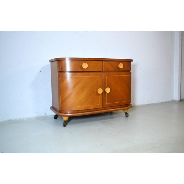 Wood Art Deco Dresser on Wheels, 1930s For Sale - Image 7 of 8