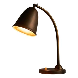 Bell-Shaped Table Lamp in Patinated Brass, Netherlands, 1930s For Sale