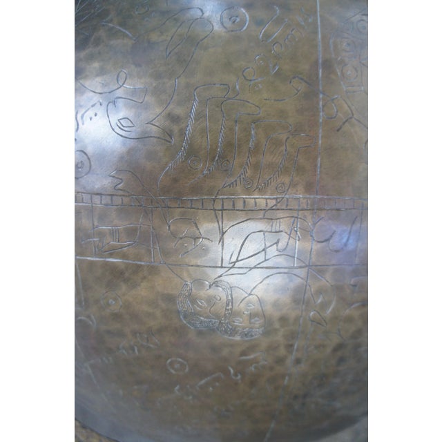 Late 20th Century Arte International Engraved Brass Islamic Celestial Globe on Stand For Sale - Image 11 of 12