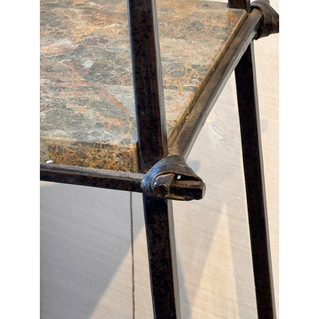 1980s Metal Obelisk Etagere With Stone Shelves For Sale - Image 4 of 9