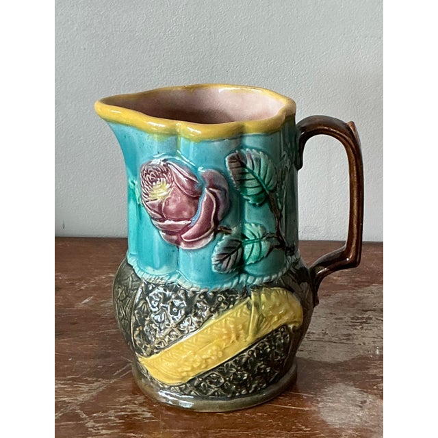 Vintage Boho English Majolica Pitcher For Sale In West Palm - Image 6 of 12