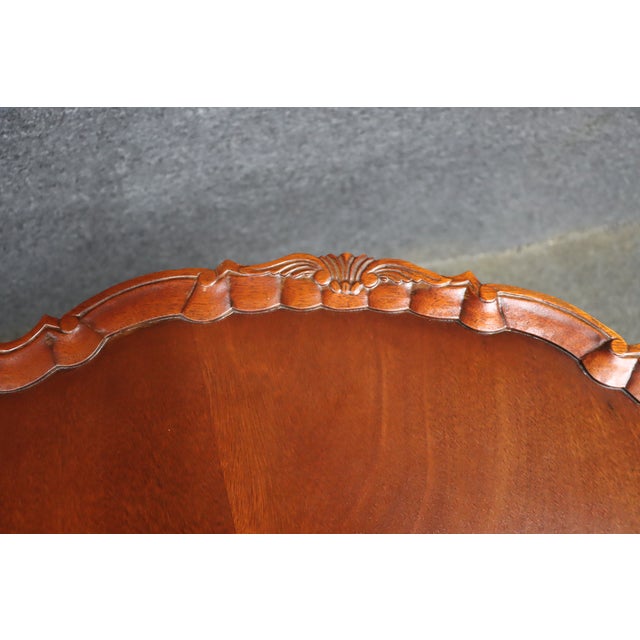 Brown Hickory Chair Mount Vernon Collection Carved Mahogany Pie-Crust Side Table For Sale - Image 8 of 8