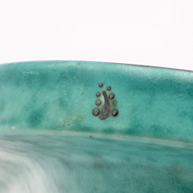 Metal Vintage Wilhelm Kåge Gustavsberg "Argenta" Footed Dish With Silver Heraldic Lion For Sale - Image 7 of 10