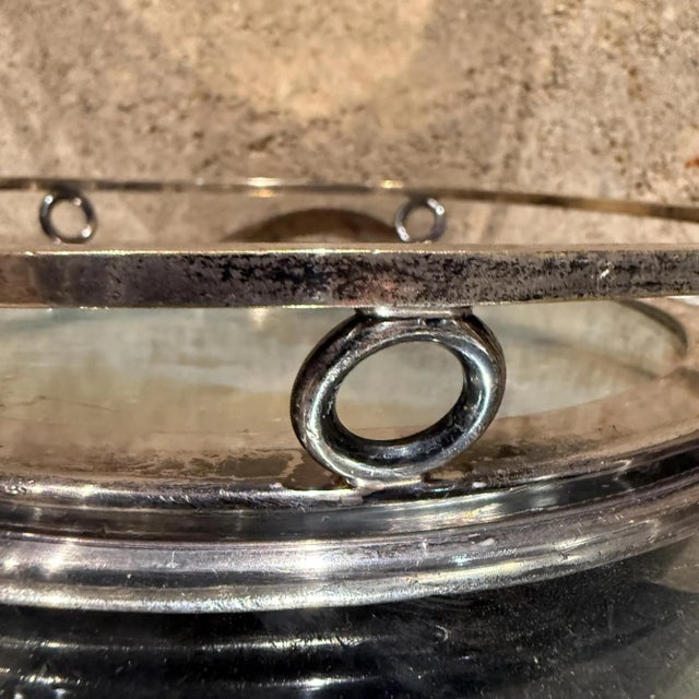 For your consideration, a vintage antique small service tray With mirror. Unmarked. Wood base was painted black at one...