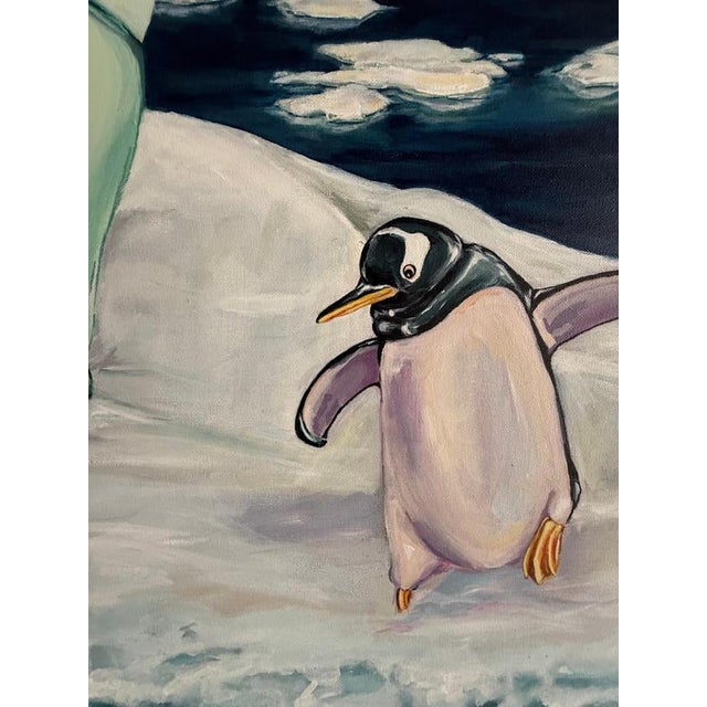 Plastic Sofía Cristina Jiménez, Polar Bear and Puffin as Inflatable Figures on Arctic Ice, 2023, Acrylic on Canvas For Sale - Image 7 of 11