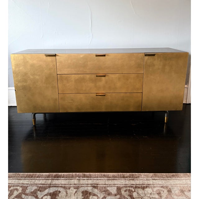 1960s Mid-Century Modern Aurum-Finished Solid Wood Media Credenza For Sale - Image 4 of 15