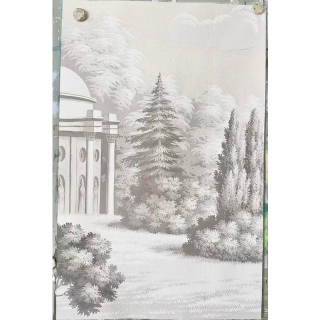 Transform your interior with this hand painted scenic wallpaper mural, featuring a tranquil garden landscape with elegant...