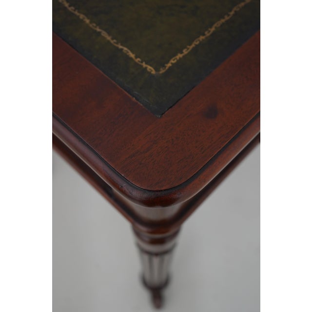 Wood English Antique 2 Drawer Mahogany Leather Top Writing Desk For Sale - Image 7 of 17