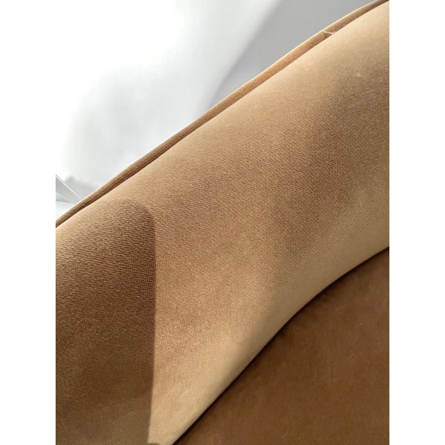 Vintage Low Back Barrel Club Chair in Camel Velvet - Set of 2 For Sale In Naples, FL - Image 6 of 10