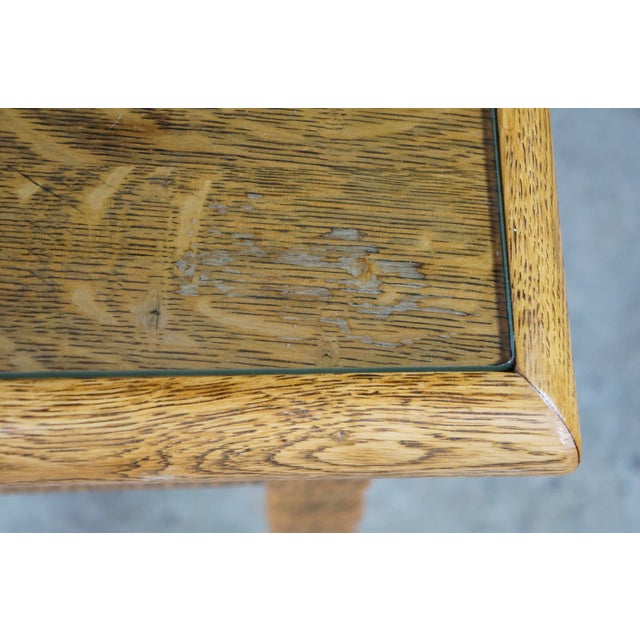 Antique American Empire Style Quartersawn Oak Library Table Console Writing Desk For Sale - Image 11 of 18