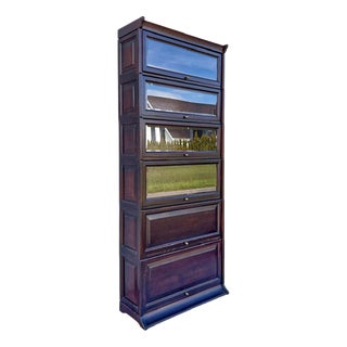 Mahogany and Beveled Glass Bookcase in the style of Globe-Wernicke, 1950s For Sale