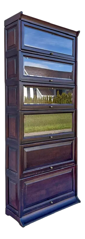 Mahogany and Beveled Glass Bookcase in the style of Globe-Wernicke, 1950s