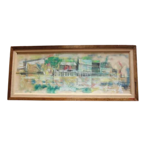 Impressionist Landscape Gouache on Canvas by Martin Weber