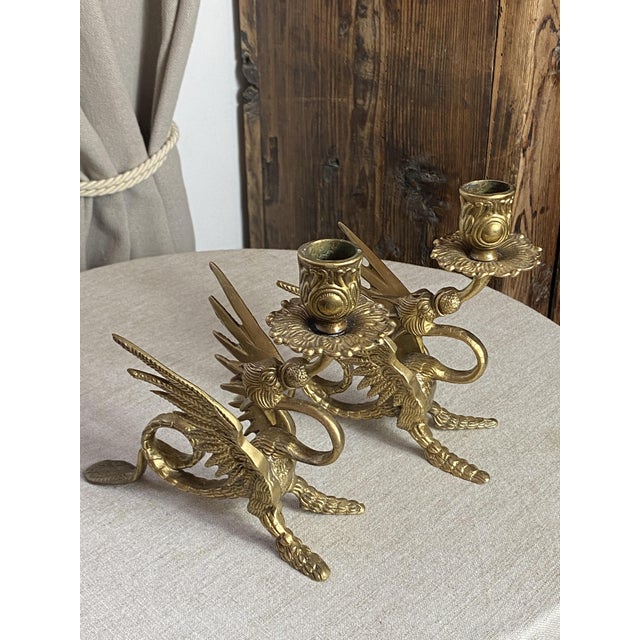 Vintage Bronze Chimera Candlesticks, 1920s, Set of 2 For Sale - Image 6 of 18