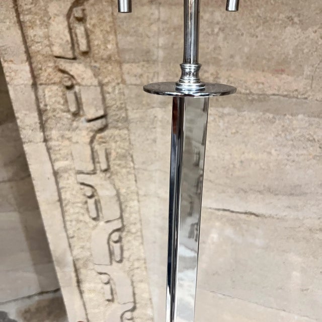 1970s 1970s Sculptural Chrome Table Lamp Sleek Tripod Base For Sale - Image 5 of 8