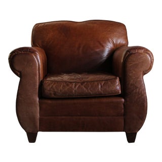 Vintage Restoration Hardware Distressed Leather Club Chair For Sale