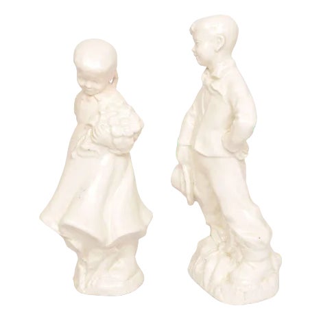 Porcelain Figures Girl and Boy, Set of 2 For Sale