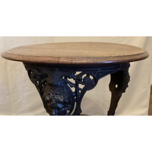 Late 19th Century Gaskell & Chambers Ltd., Late 19c Cast Iron Pub Table With Wood Top. For Sale - Image 5 of 7