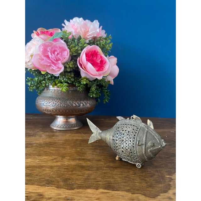 Indian Antique Fish Dhokra Tobacco Box For Sale - Image 3 of 13