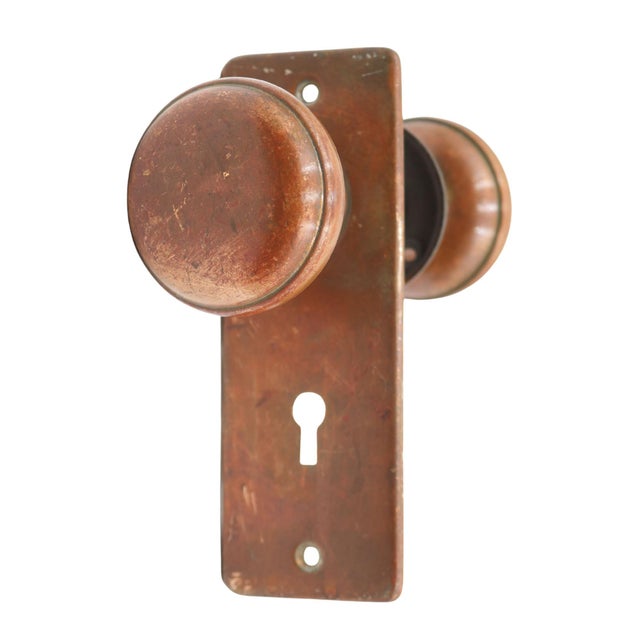 Vintage Classic Style Brass Passage Door Knob Set For Sale - Image 12 of 12