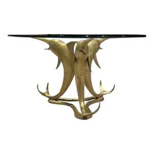 Jansen Style Brass Marlin Base Coffee Table