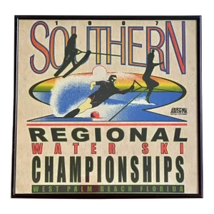 1987 Fl Water Ski Championships Framed Art Print Retro T-Shirt Design Framed