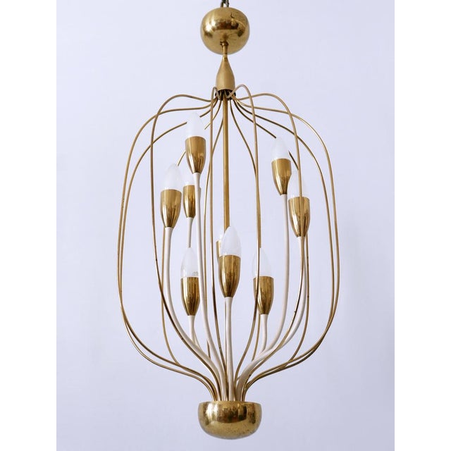 Mid-Century Modern Nine-Flamed Pendant Lamp, Germany, 1950s For Sale - Image 10 of 18