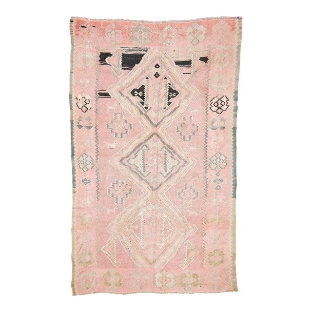 Mid 20th Century Faded Large Vintage Turkish Kilim Rug For Sale