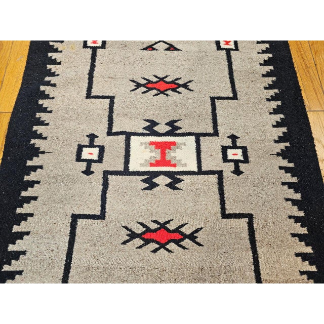 Vintage Native American Navajo Rug, Wool & Cotton, Storm Pattern Design, 4x6 For Sale In Chicago - Image 6 of 12