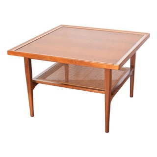 Drexel Declaration 881-341 Walnut & Cane Coffee Table Kipp Stewart and Stewart MacDougall For Sale