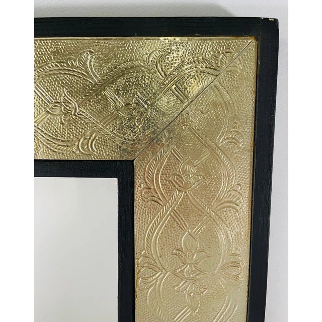 Hollywood Regency Style Black & Brass Filigree Design Mirror, a Pair For Sale - Image 10 of 13