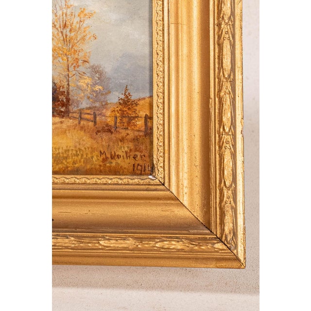 Signed Original Oil on Canvas by M. Quilter (British), Dated 1914 “Late Summer Dales” For Sale - Image 4 of 5