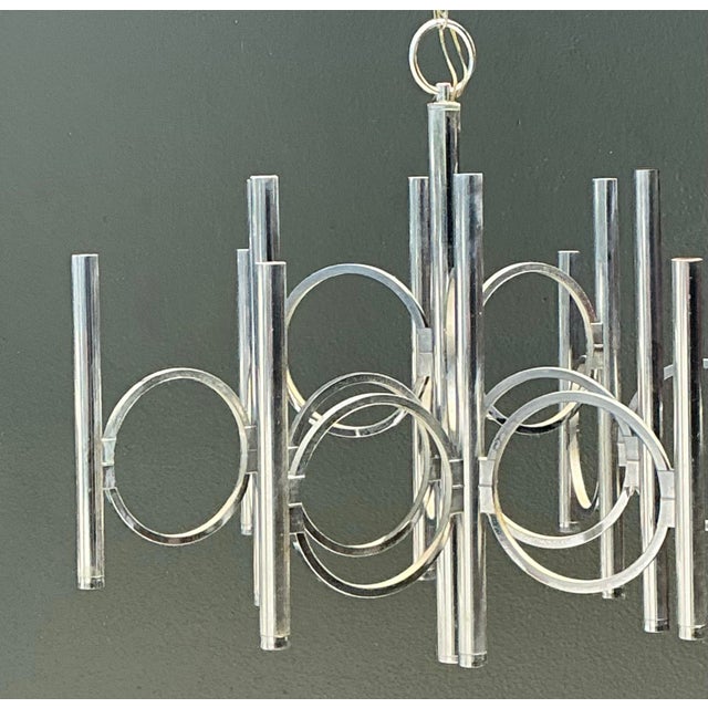 Vintage Scolari for Lightolier Chrome Chandelier For Sale - Image 11 of 12