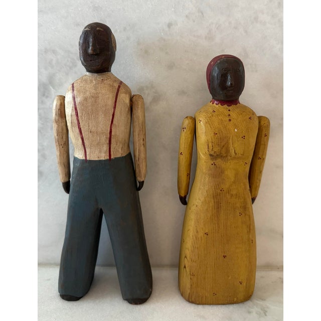 Vintage hand-carved wooden folk art farmer figures. These were typically made in the late 20th century. Unsigned, but...