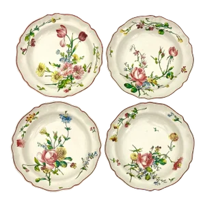 Antique Veuve Perrin French Faience Pottery Bowls - Set of 4