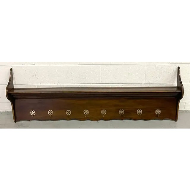 Traditional Early 20th Century Antique Irish Mahogany & Brass Hanging Coat /Plate Rack or Kitchen Rack For Sale - Image 3 of 13