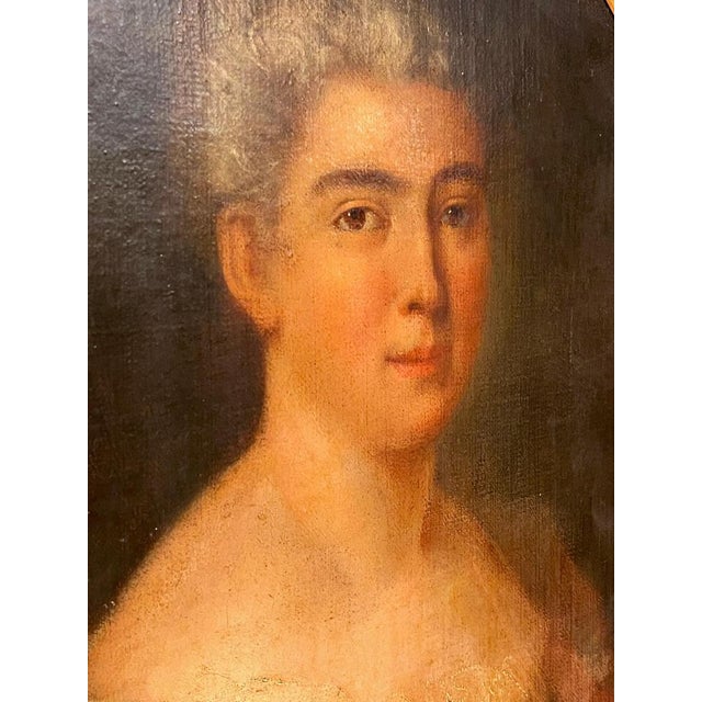French Artist, Portrait of Noblewoman, 18th Century, Oil on Canvas, Framed For Sale - Image 3 of 15