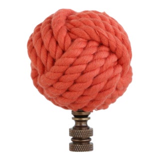 Nautical Knot Lamp Finial in Coral Orange on Bronze Hardware For Sale