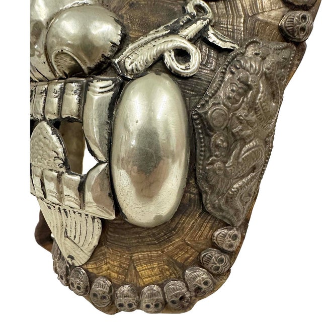 Early 20th Century Tibetan Buddhist Kapala Turtle Shell Ritual Mask For Sale - Image 9 of 13