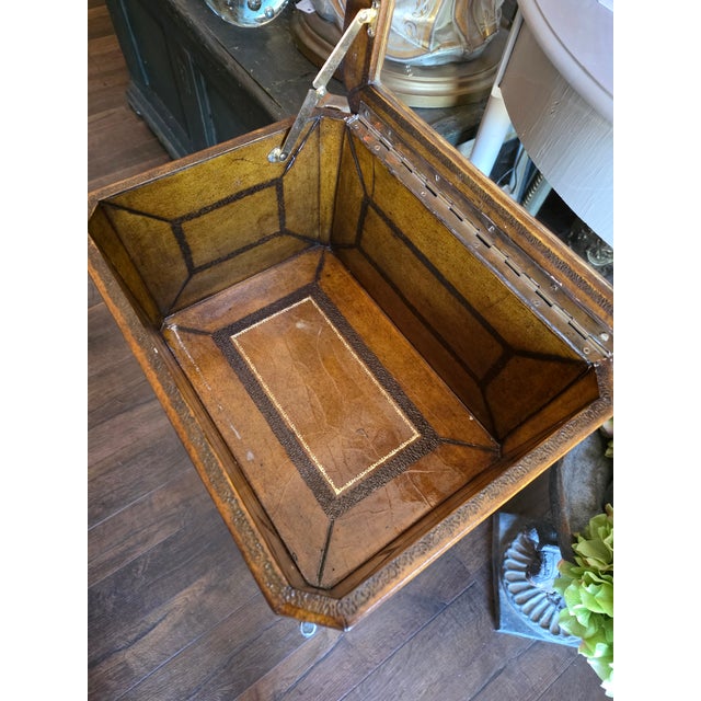 Animal Skin Leather and Glass Display Case End Table With Iron Base For Sale - Image 7 of 11