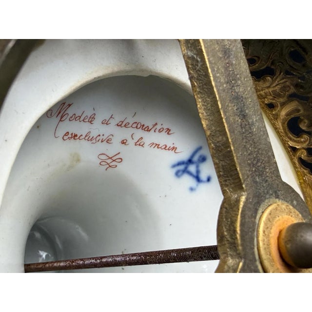 Cobalt Blue Porcelain Vase with Gilt Figural Reserve in the style of Sèvres, Befos For Sale - Image 15 of 18