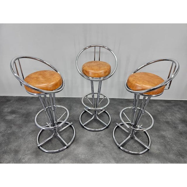 Vintage Space Age Italian Bar Stools, 1970, Set of 3 For Sale - Image 9 of 14