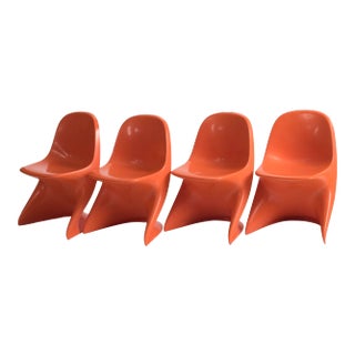 Casala Casalino Orange Stacking Child's Chair - Set of 4 For Sale
