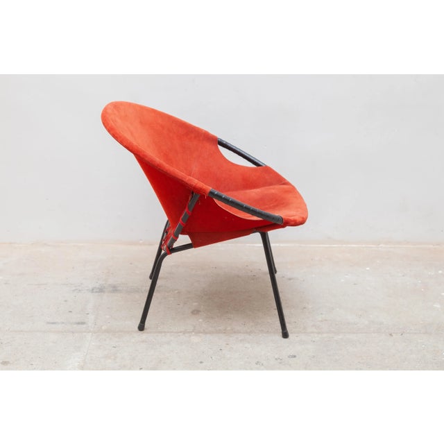 Set of Yellow and Red Natural Suede Leather Lounge Chairs by Hans Olsen, 1950s For Sale - Image 10 of 18