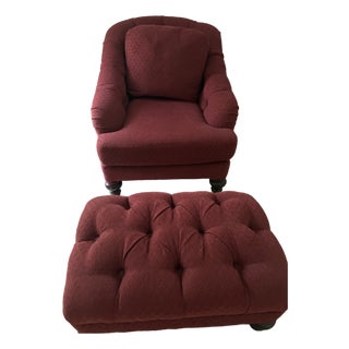 Vintage Arm Chair and Foot Rest For Sale