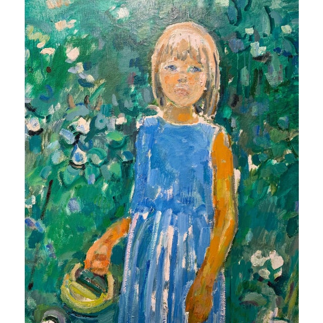 Gleb Savinov, Little Girl in the Garden Flowers, 1990s For Sale - Image 3 of 8