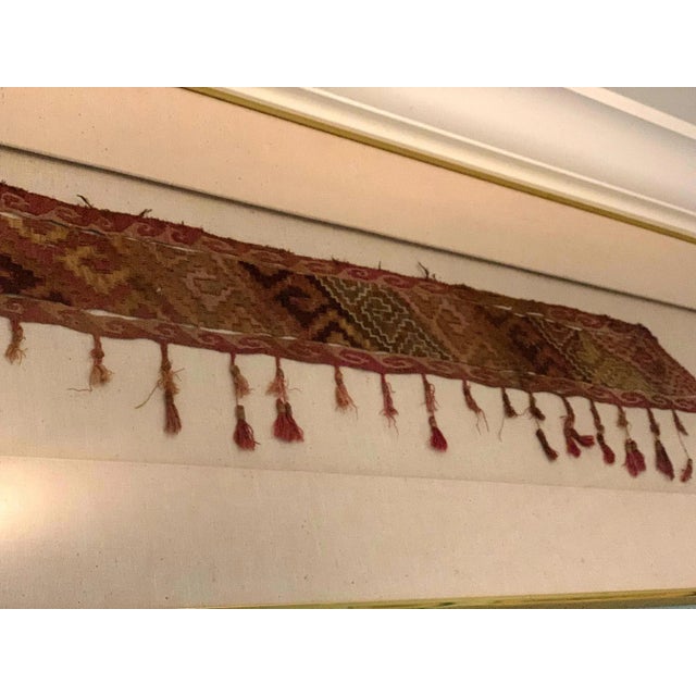 Large Framed Pre-Columbian Antique Peruvian Textile Fragment Chancay Culture For Sale In Atlanta - Image 6 of 7