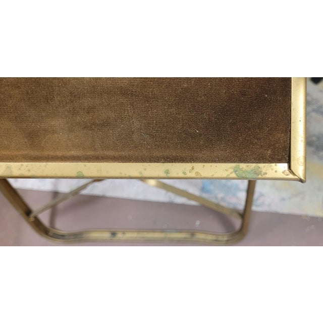 Set of 8 Fritz mid century velvet or velveteen gold tone folding chairs. Each measures 17 inches wide by 17 inches deep...