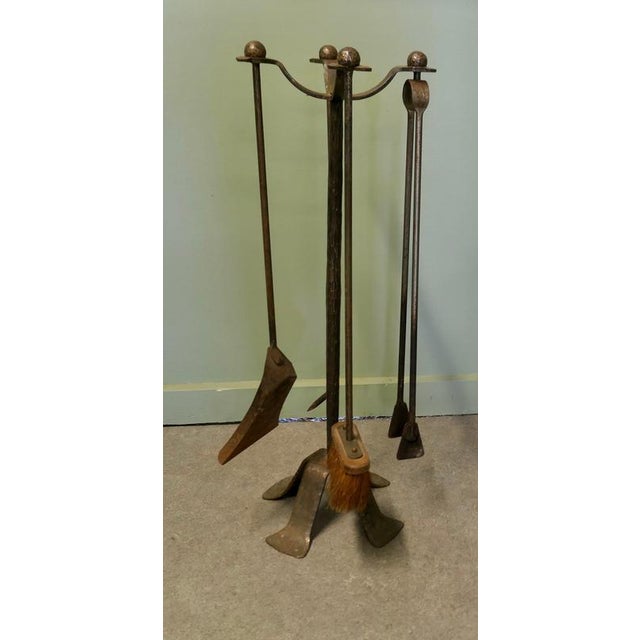 Large French Iron Fire Tool Companions, Set of 4 For Sale - Image 4 of 7